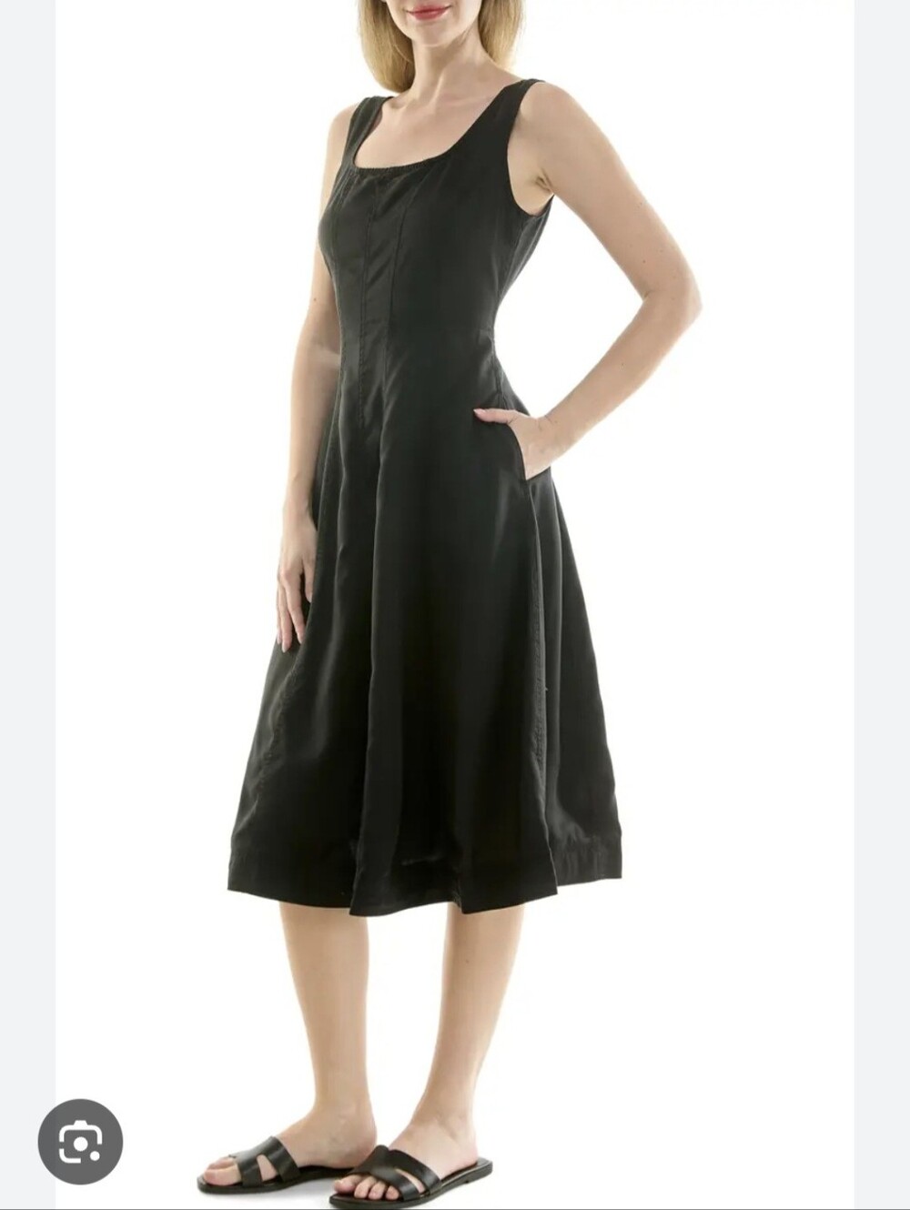 Nicole Miller Very Black Sleeveless Flare Midi Dress Size M NWT